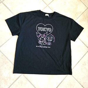 Official Kuromi Tokyo Sanrio black t-shirt graphic print size medium uni…